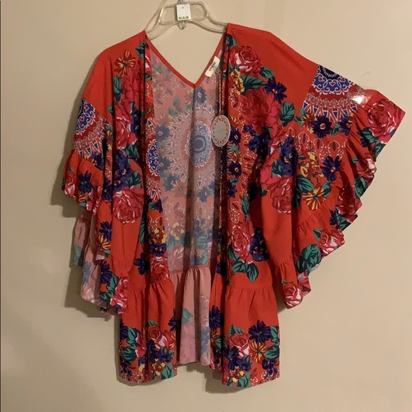 New Umgee Boho pink floral kimono - Picture 4 of 8